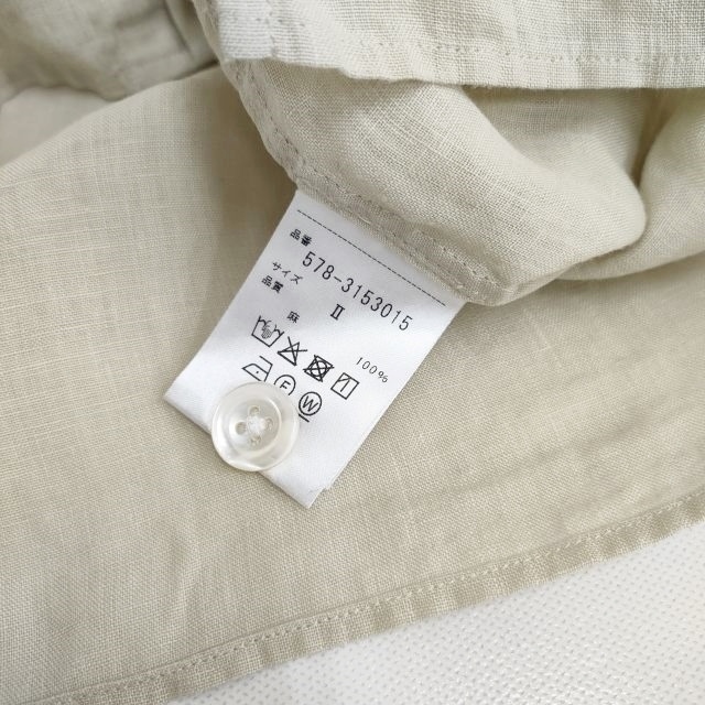 MARGARET HOWELL 578-3153015 LINEN VOILE サイズ2 リネン ブラウス シャツ 23SS ベージュ マーガレットハウエル 4-0217M 230316_画像4