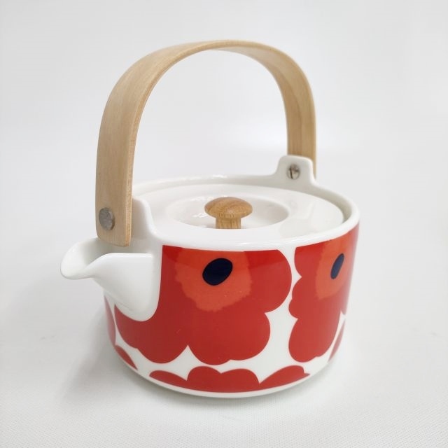 marimekko Unikko ウニッコ 急須 ティーポット 北欧 紅茶 雑貨 食器 食器 レッド ホワイト マリメッコ 4-0304G 234597_画像1