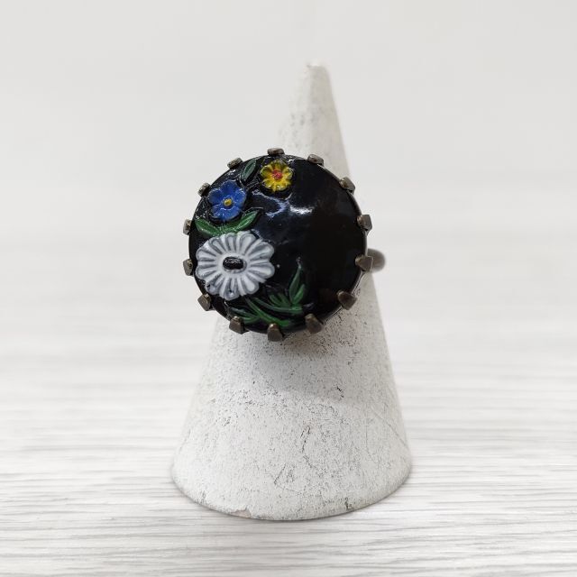 Kanami bijoux 花 フラワー 約10.5号 アクセサリー リング・指輪 ブラック カナミビジュー 4-0305G 225366_画像1