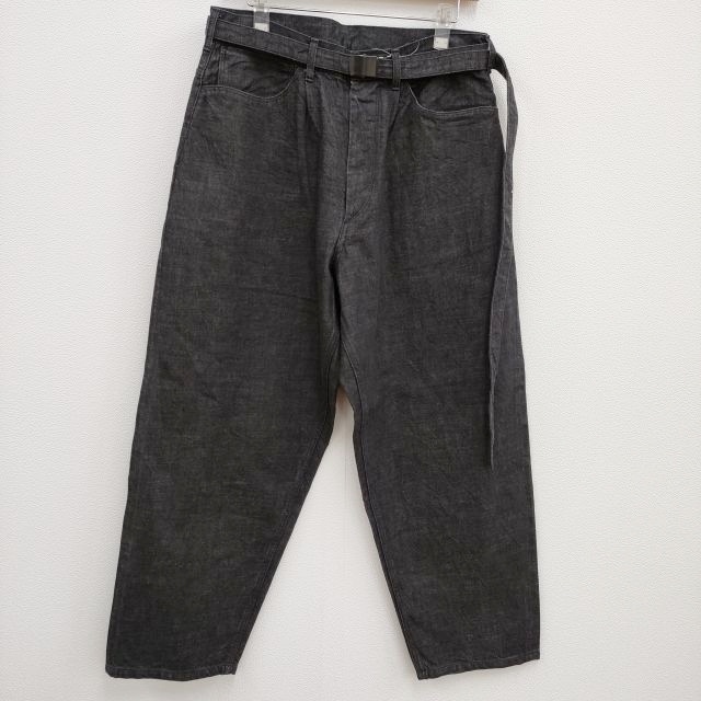 blurhms 新品 12.9oz Selvage Denim GI-belt Pants BHS23S010 定価38500円 サイズ3 デニムパンツ ブラック ブラームス 4-0314G F95831_画像1