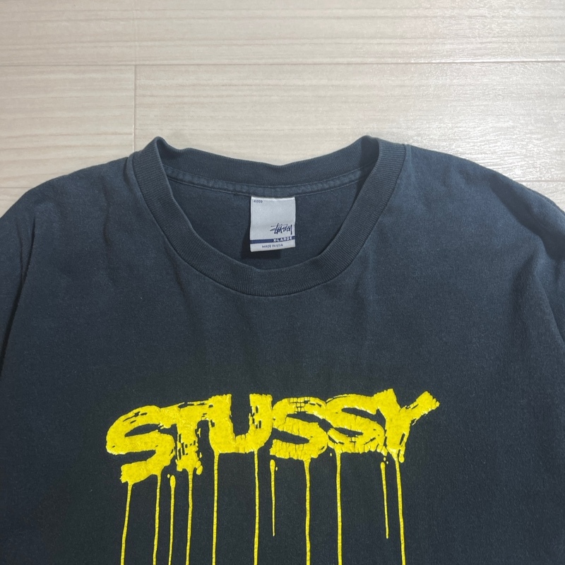 STUSSY/ステューシー/90s～00s/銀タグ/USA製/液体化ロゴプリント/半袖Tシャツ/ブラック/XLサイズ/シングルステッチ/Y2K_画像3