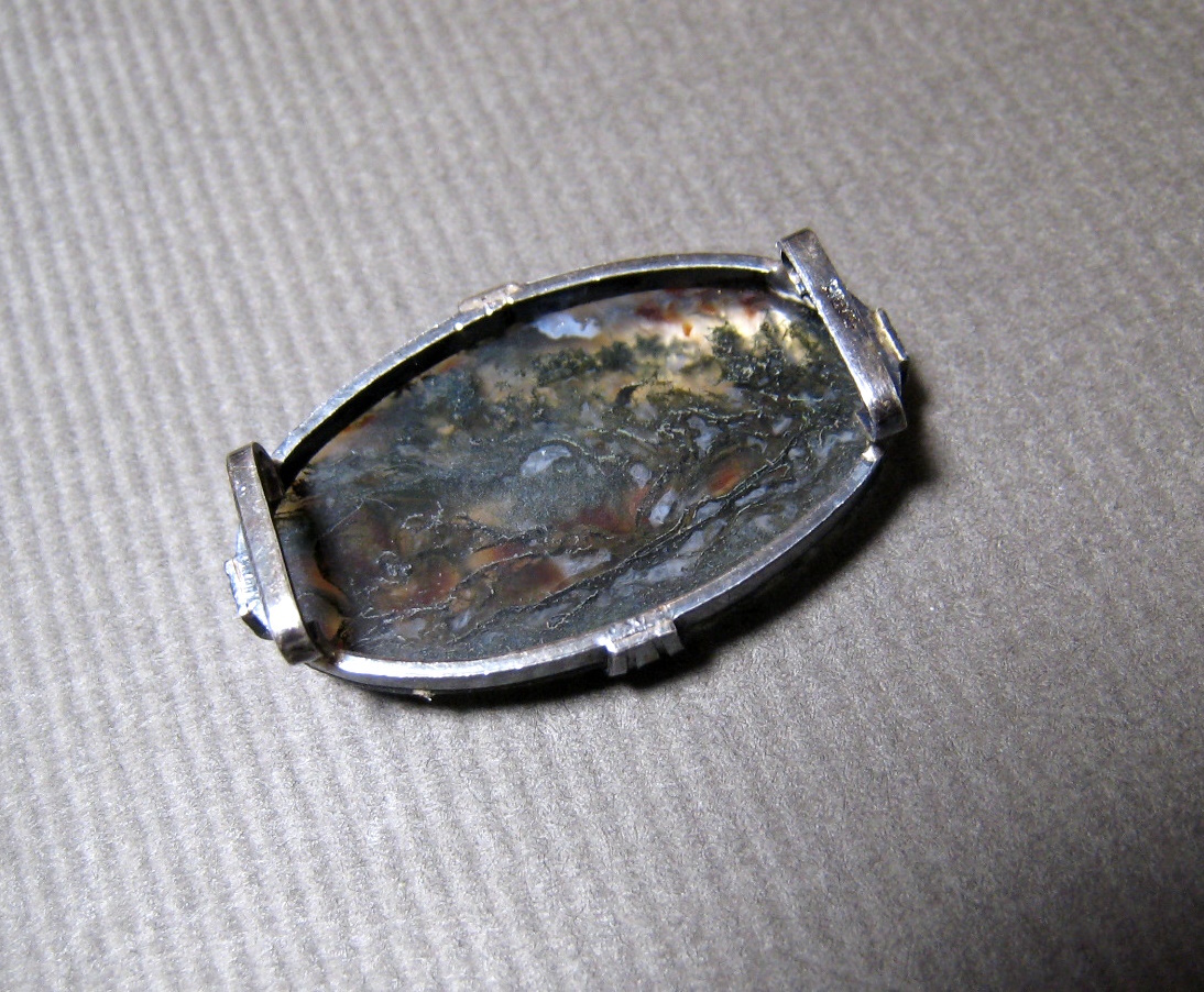モスアゲート　コケメノウ　silver刻印　帯留　着物　帯飾り　レトロ　瑪瑙　和装小物_画像6