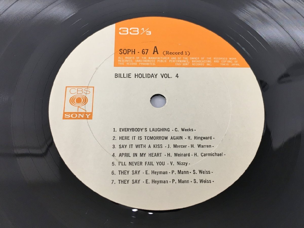 LPレコード Billie Holiday Vol. 4 Billie Holiday SOPH 67-68 2403LBM068の画像6