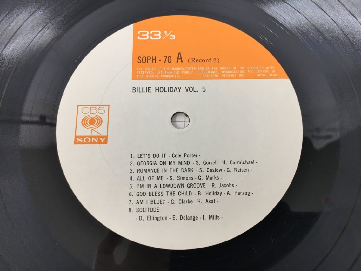 LPレコード Billie Holiday Vol. 5 Billie Holiday SOPH 69-70 2403LBM069の画像4