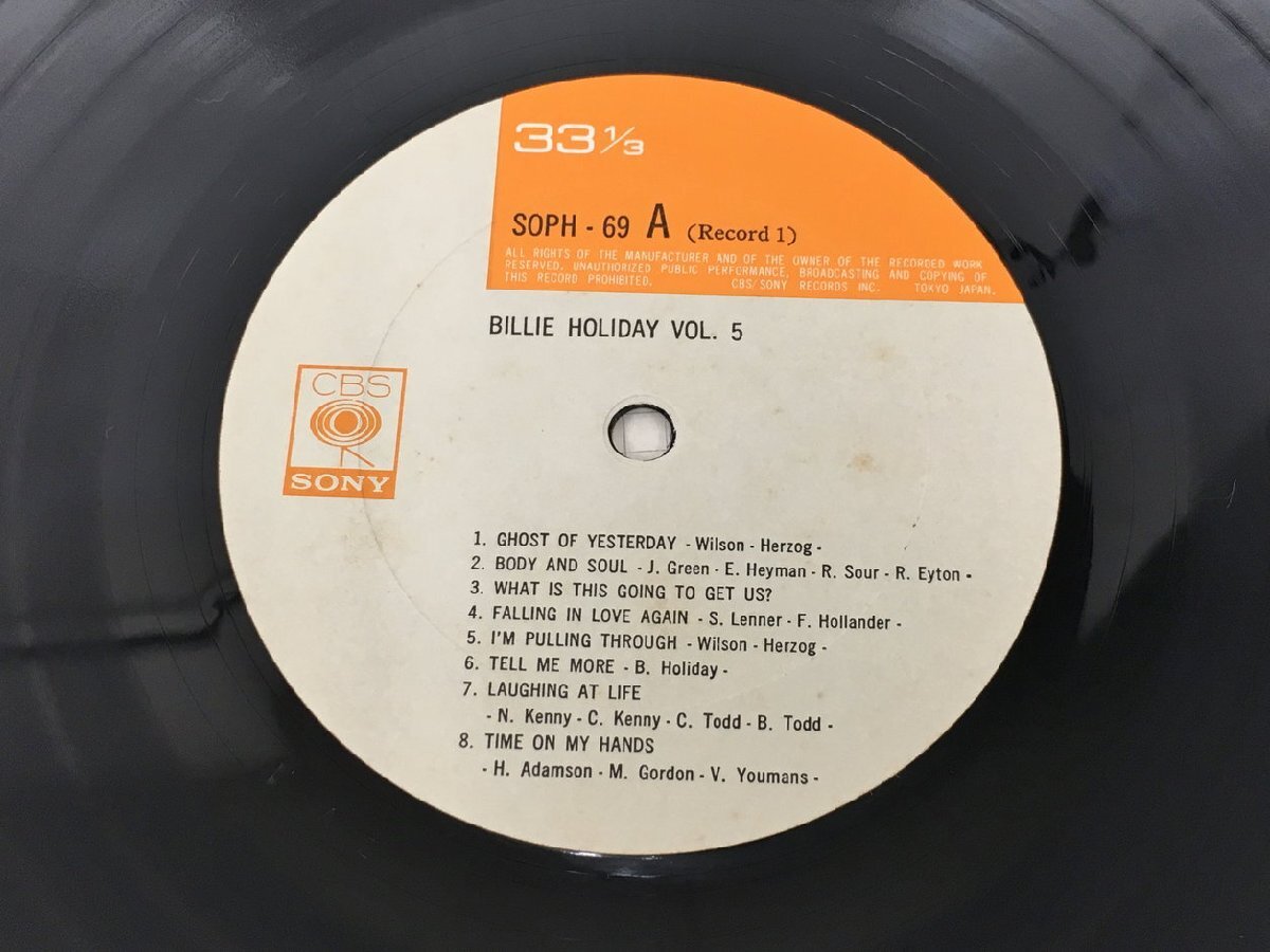 LPレコード Billie Holiday Vol. 5 Billie Holiday SOPH 69-70 2403LBM069の画像6