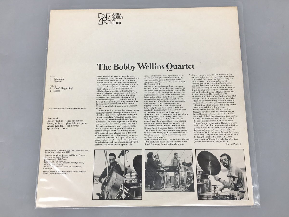 LPレコード The Bobby Wellins Quartet Live... Jubilation VORTEX VS1 2403LBR032_画像2