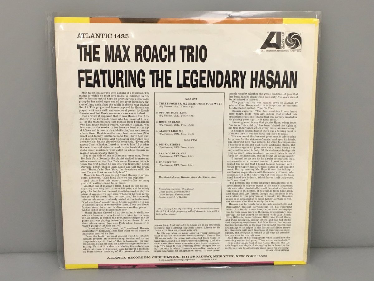 LPレコード The Max Roach Trio Featuring The Legendary Hasaan Atlantic 1435 2403LO137_画像2