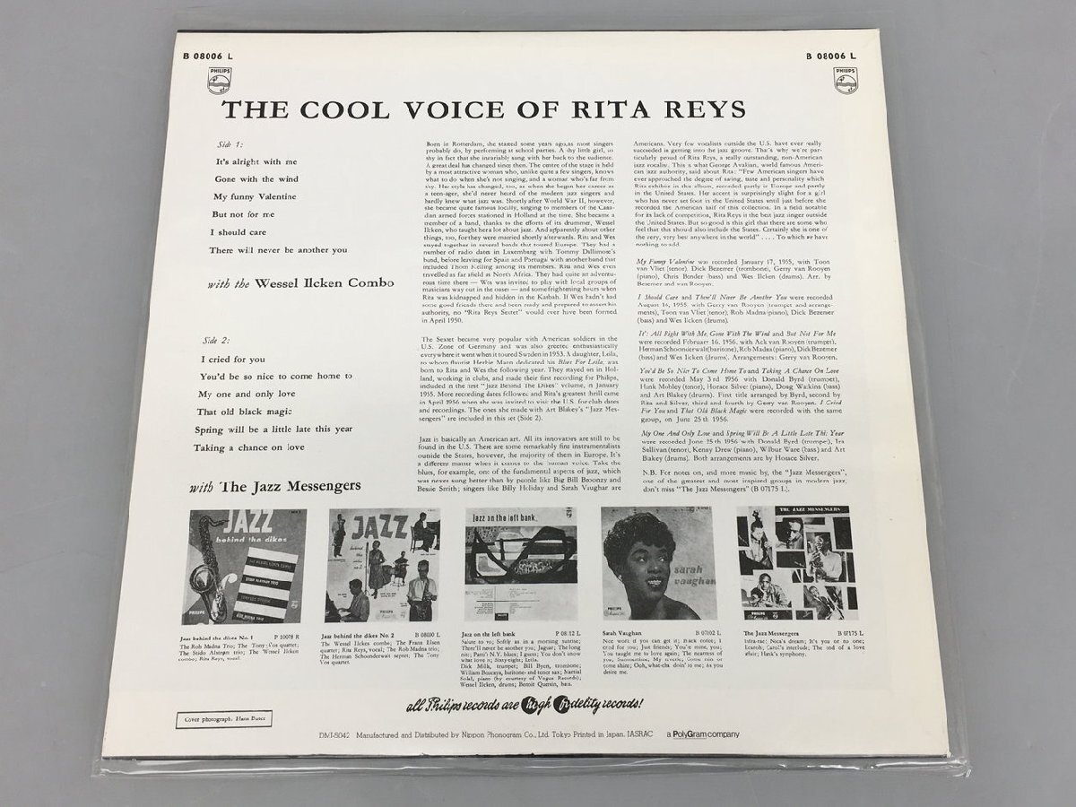 LPレコード The Cool Voice Of Rita Reys With The Jazz Messengers And The Wessel Ilcken Combo B08006L 美品 2403LO147_画像2