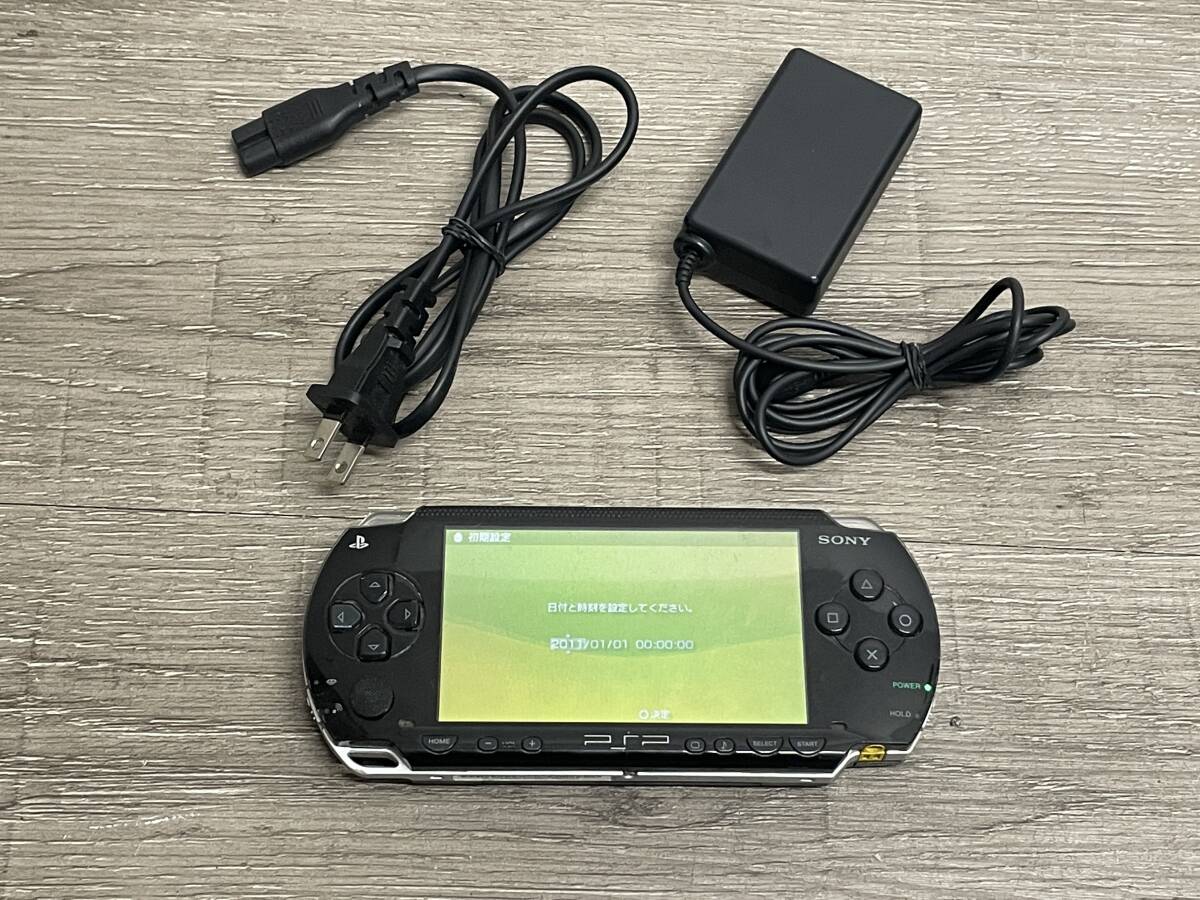 ☆ PSP ☆ プレイステーションポータブル PSP-1000 ブラック 動作品 本体 バッテリー アダプター 付属 Playstation Portable 6507_画像1