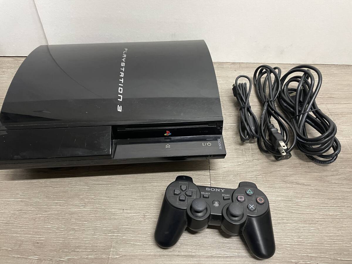 ☆ PS3 ☆ プレイステーション3 CECHB00 20GB FW1.80 動作品 本体 コントローラー 付属 希少 FW3.55以下 Playstation3 PS2動作OK 0590_画像1