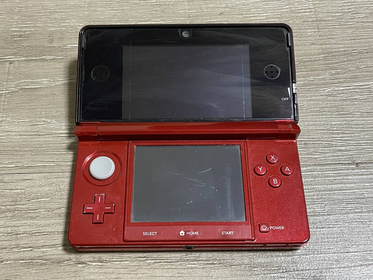 ☆ 3DS ☆ ニンテンドー3DS フレアレッド 動作品 本体 アダプター 充電台 付属 AC接触不安定 Nintendo 3DS DS ニンテンドー 任天堂 6581_画像6