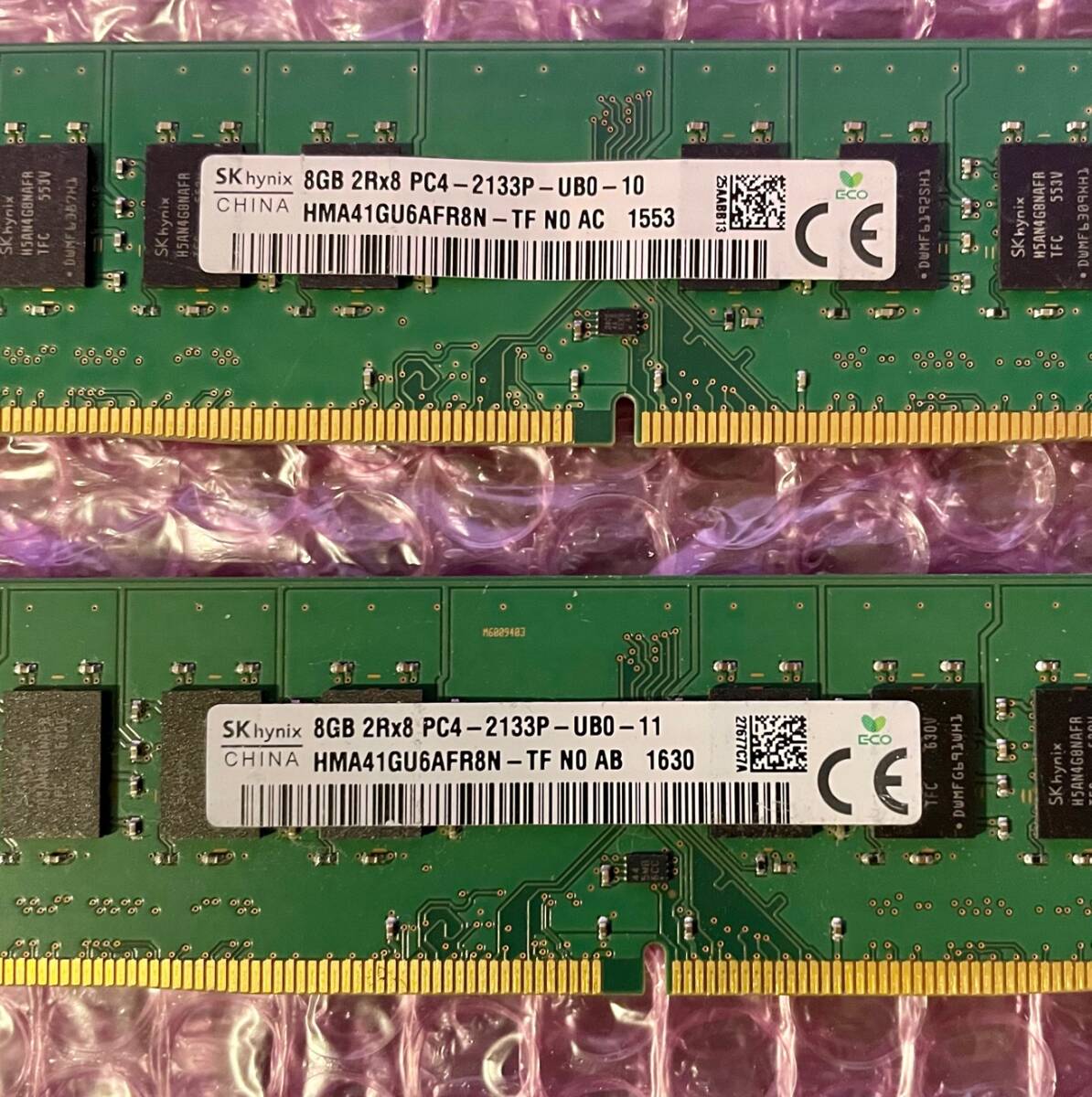 W065☆ SKhynix DDR4 PC4-2133P-UB0-10 8GB×2 計16GB デスクトップ用メモリ Memory メモリー 動作確認済みの画像2
