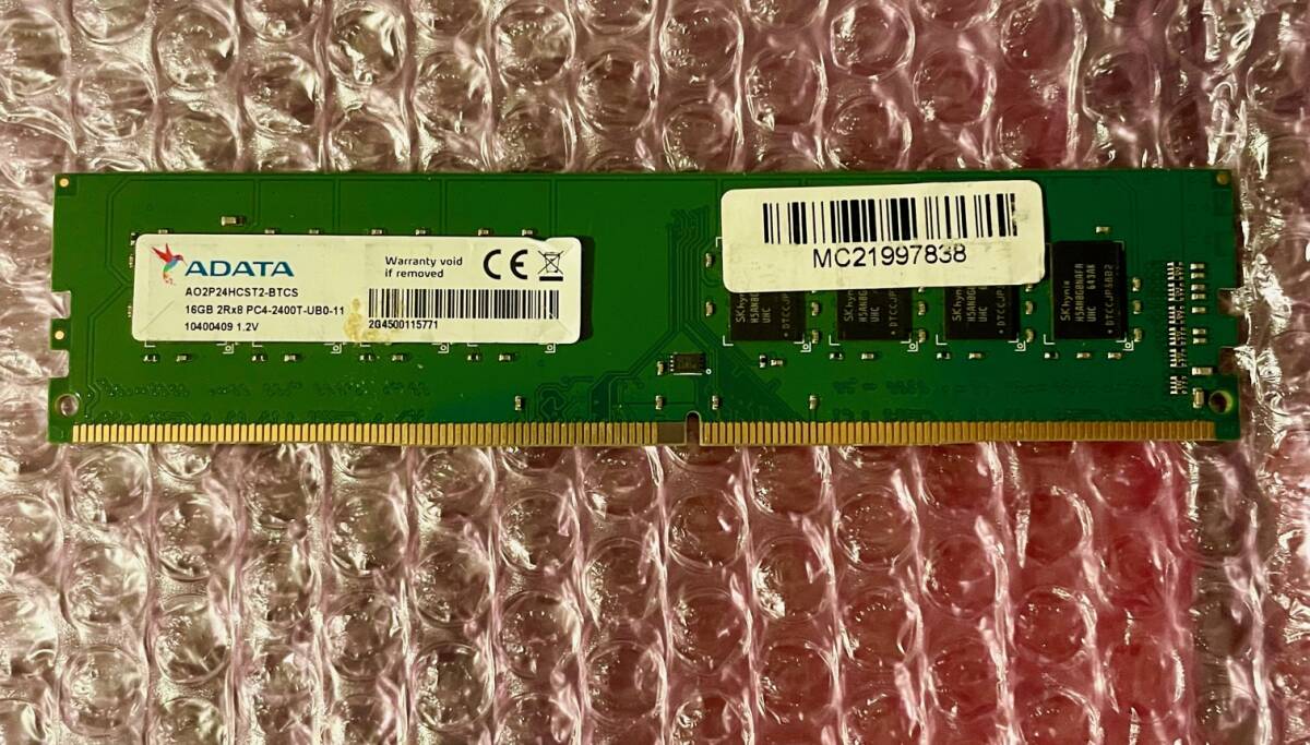 W098☆ ADATA DDR4 PC4-2400T-UB0-11 16GB デスクトップ用メモリ Memory メモリー 動作確認済み の画像1