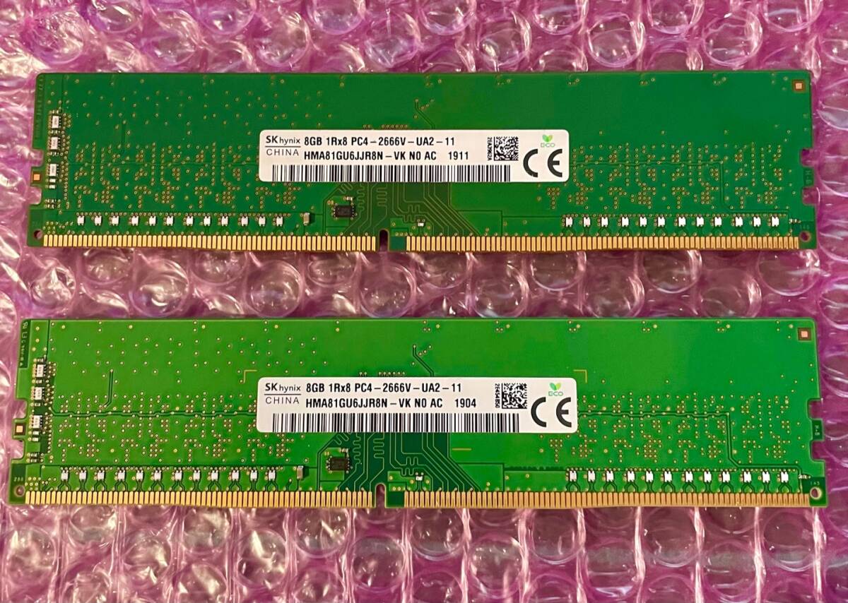 W089☆ SK hynix DDR4 PC4-2666V-UA2-11 8GB×2 計16GB デスクトップ用メモリ Memory メモリー 動作確認済み _画像1