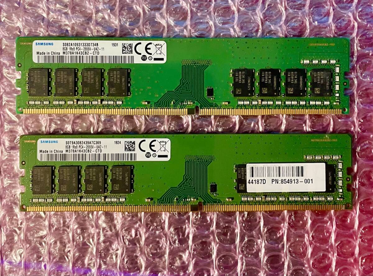 W100* SAMSUNG DDR4 PC4-2666V-UA2-11 8GB×2 total 16GB desk top memory Memory memory operation verification ending 