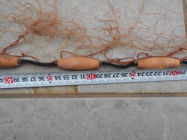 1番 3枚網 9枚セット 網は未使用品 刺網 魚網 高さ約85cm 長さ約20～22m 角目 3cmX3cm重量約38kg 船 船舶 福山通運支店止めの画像5