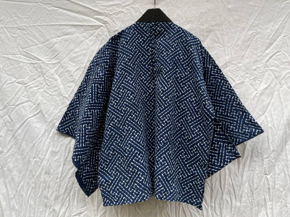 藍の綺麗な 鮮やかな色味 藍染 和ガウン 羽織 半襦袢 着物 日本の古い服 JAPAN VINTAGE ジャパンヴィンテージ 30s40s 昭和初期 戦前 戦後_画像5