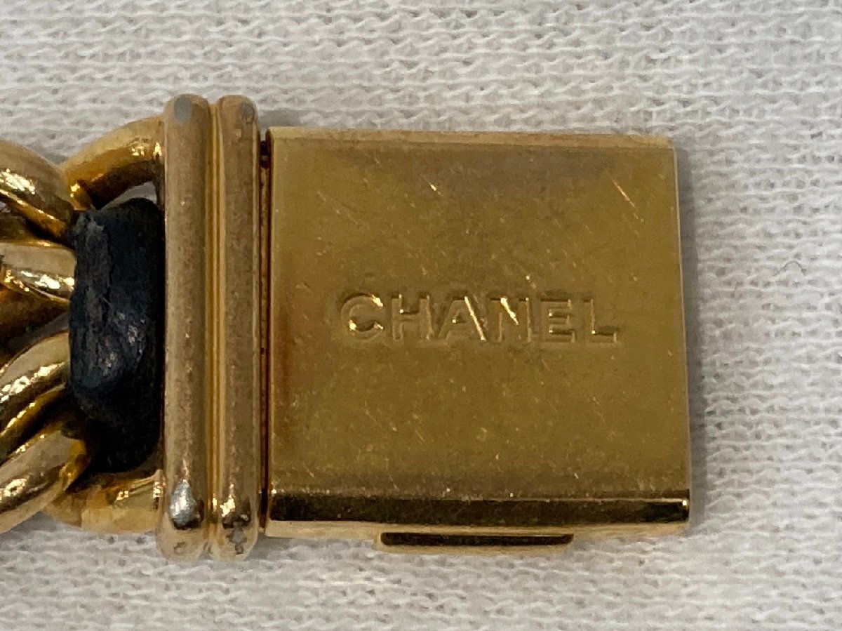 ●CHANEL シャネル 時計 腕時計 プルミエールS ゴールド×ブラック クオーツ スクエア 黒文字盤 レディース ●の画像6