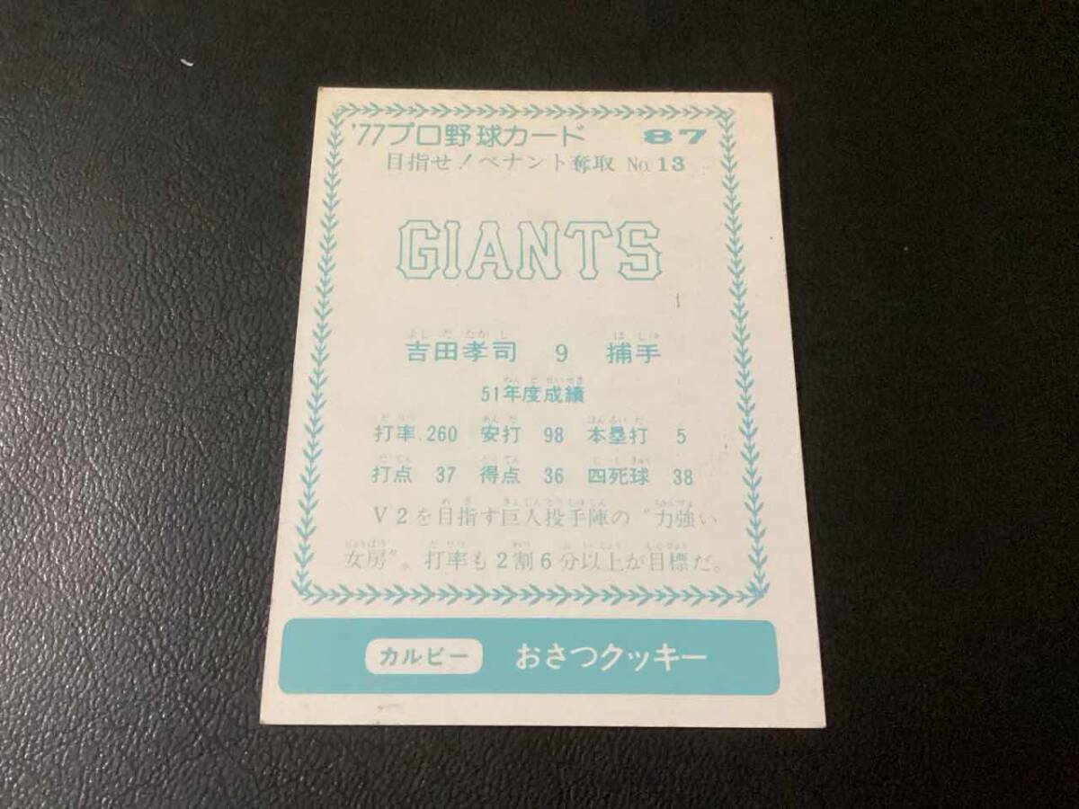 カルビー77年　青版　吉田（巨人）No.87　プロ野球カード_画像2