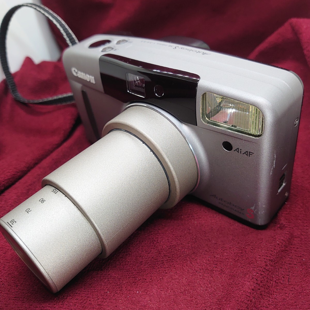 346【フラッシュ/シャッターOK】CANON Autoboy S コンパクトフィルムカメラ キヤノン オートボーイ LENS F:3.6-8.5 38-115mmの画像3