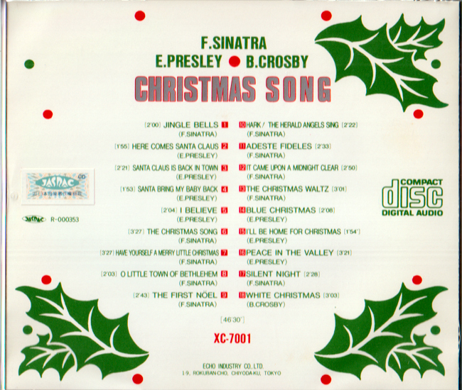 クリスマス ソング・Ｆ シナトラ、Ｅ プレスリー、Ｂ クロスビー / CHRISTMAS SONG・ F.SINATRA E.PRESLEY B.CROSBY ＣＤ 全１８曲_画像2
