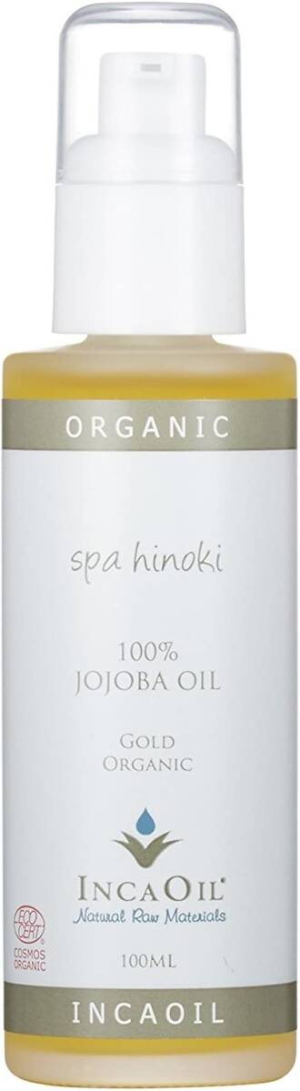 送料無料 spa hinoki オーガニック ホホバオイル 100ml×2本(200ml) インカオイル ゴールド ヘアケア 未精製 エコサート認証 未開封品_画像4