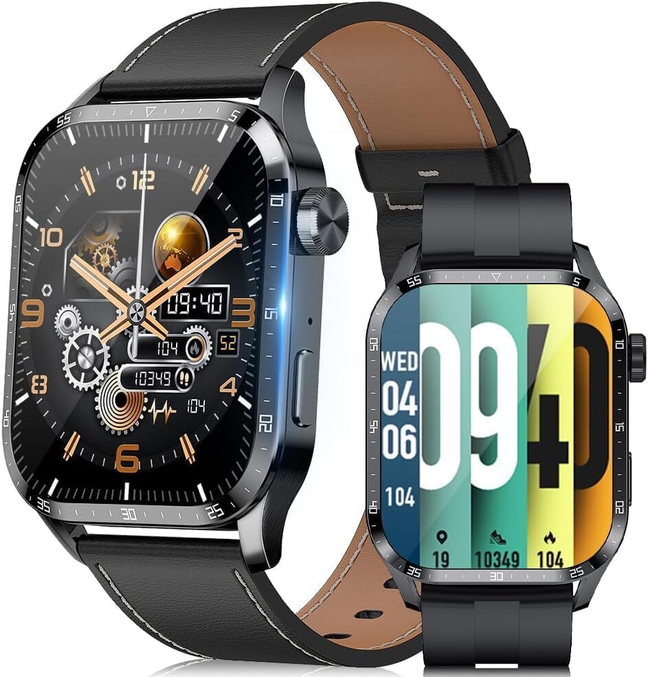 送料無料 スマートウォッチ GT-ブラック 1.91インチ 大画面 ノイズ低減 スポーツ バンド付き Bluetooth5.3 通話 smart watch IP68防水 _画像1