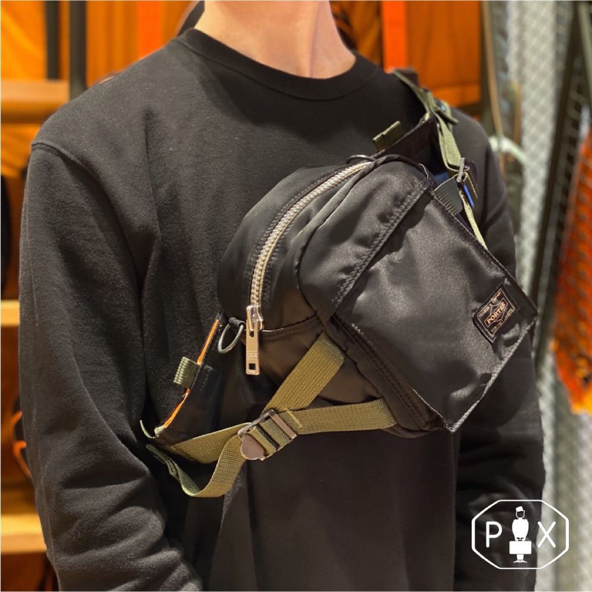 限定】PORTER / PX TANKER FANNY PACK / ブラック ポーター タンカー