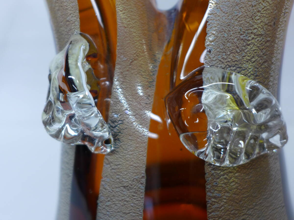 bb355● 岩津硝子 *interior-craft Art Glass*手作り*鳩*置物/100の画像8