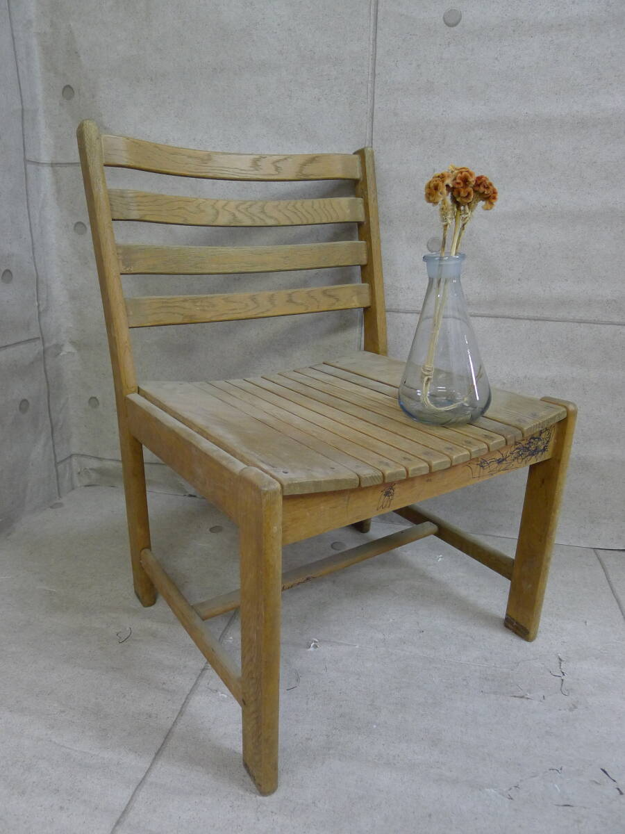cc292● 天然木 ハンドメイドチェア 椅子 腰掛 ウッドデッキ 古道具 アンティークチェア/180_画像1
