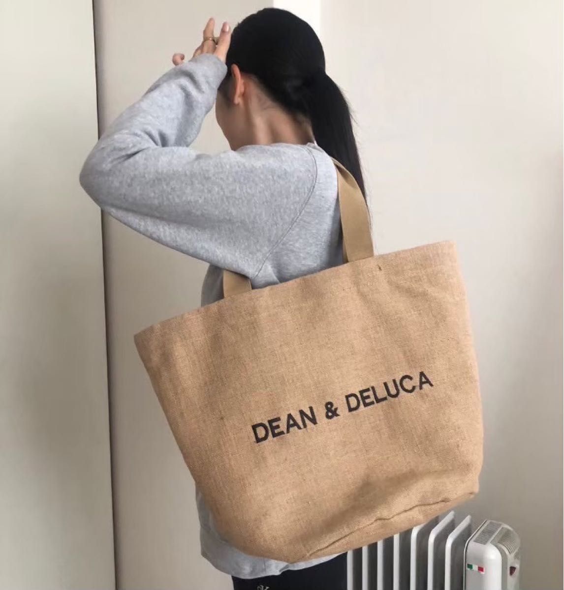 新品　DEAN&DELUCA  麻トートバッグ ジュートバッグ　Lサイズ ディーンアンドデルーカ ショルダーバッグ