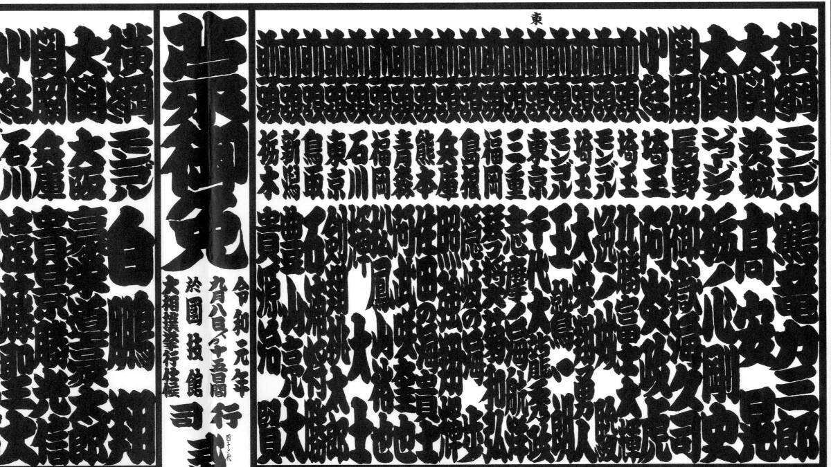 大相撲番付表　令和元年9月場所　横綱　白鵬／鶴竜　a_画像3