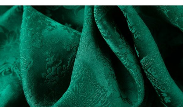新品通気高品質レデイース100％シルクシャツ長袖トップスジャカードV緑XL_画像6