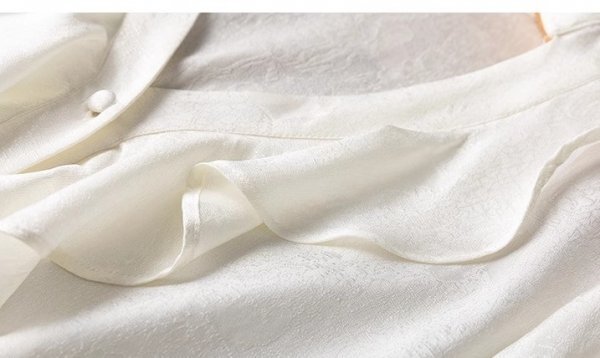 新品通気高品質レデイース100％シルクシャツジャカード長袖ブラウス白XXL_画像4
