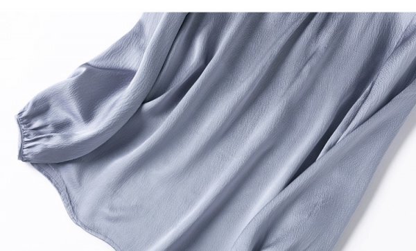 新品通気高品質レデイース100％シルクシャツ長袖トップス光沢ブルーXL_画像4