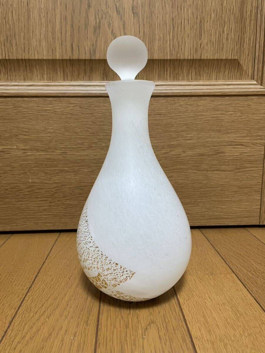 酒瓶☆酒器☆徳利☆ガラス製☆高さ24cm☆中古☆使用回数少☆60サイズ☆花瓶☆一輪挿し☆白磁風☆花器☆李朝風☆中国古玩風☆中国古美術風の画像2