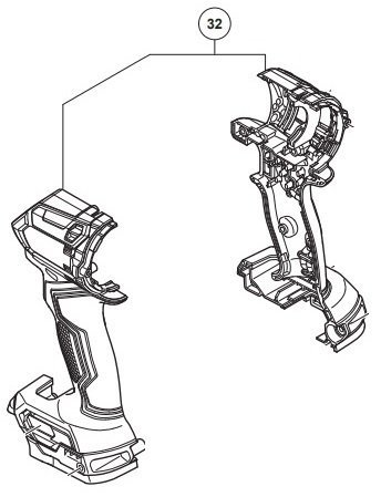 HiKOKI ハイコーキ 36V コードレス インパクト ドライバ WH36DC 用 ハウジング（Ａ）（Ｂ）セット（ストロングブラック） 376538 黒 部品_WH36DC 用 ハウジング（Ａ）（Ｂ）セット