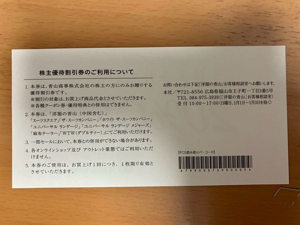 青山商事 株主優待割引券 20%OFF 2024年12月期限 【普通郵便送料84円】 洋服の青山などで利用できます _画像2