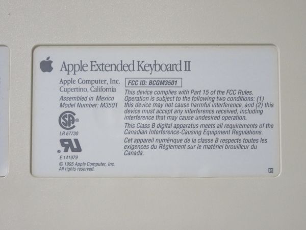 【現状品】アップル キーボード M3501 Apple Extended Keyboard II 拡張キーボード カナ付き の画像6