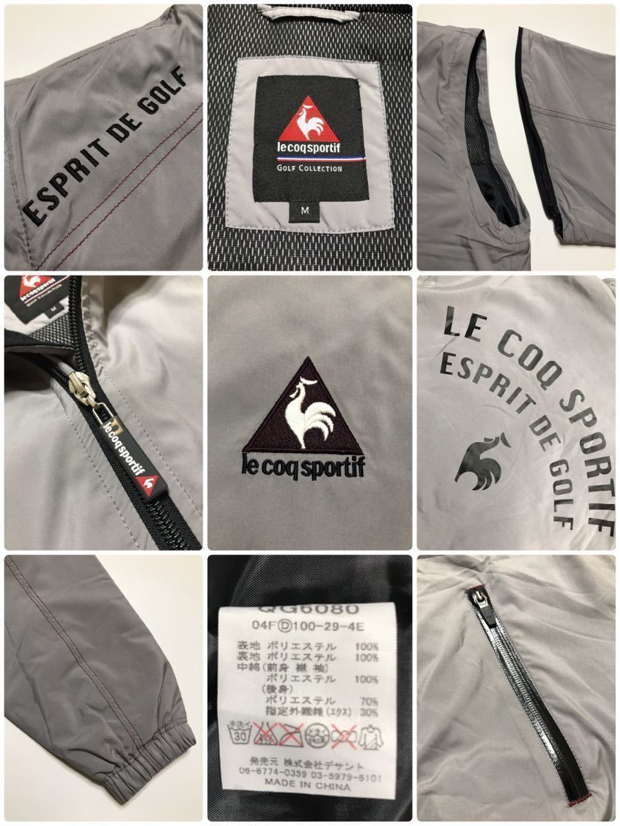 【良品】 le coq sportif GOLF 2WAY ルコック ゴルフ ウインド 中わた ジャケット トップス 防寒 サイズM 長袖 グレー QG6080_画像5