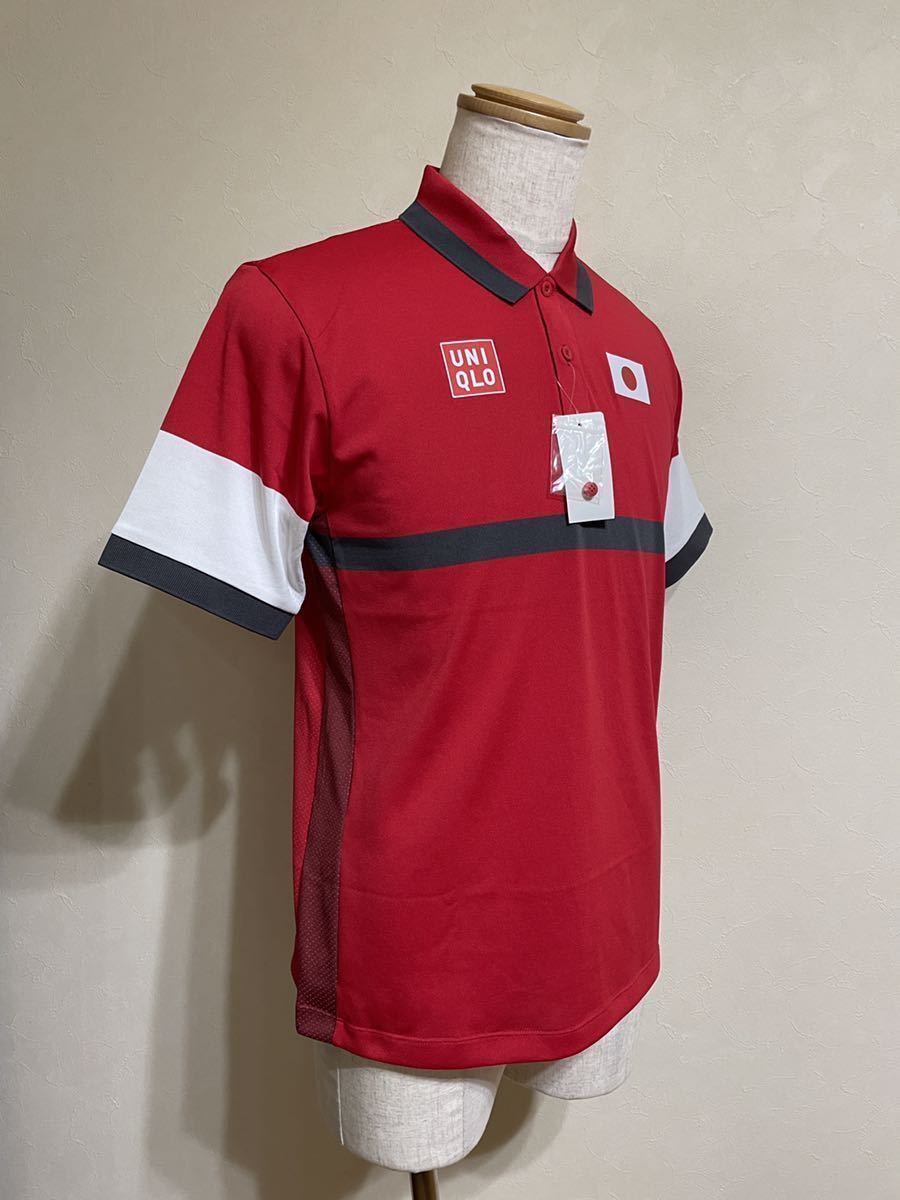 【新品】 UNIQLO ユニクロ NKドライEX ポロシャツ JAPAN 日本代表 錦織圭 テニス ウェア トップス サイズL 半袖 赤 白_画像8