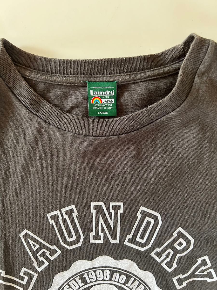 Laundry ランドリー クルーネック　半袖 Tシャツ　Ｌサイズ 綿100% 中古　チャコールグレー　