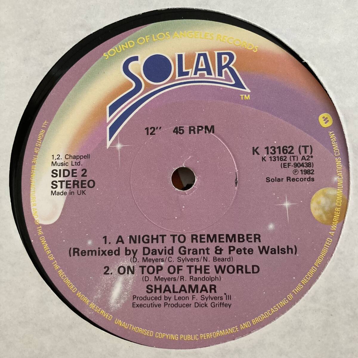 Shalamar - A Night To Remember (Plus Remix) / On Top Of The World 12 INCH_画像4