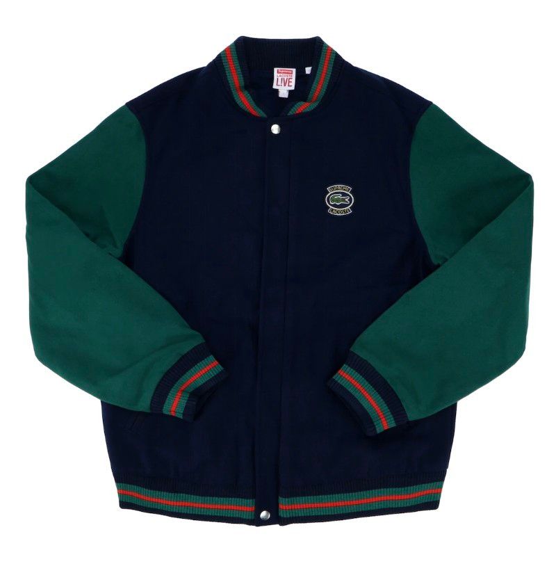 M Supreme × LACOSTE Wool Varsity Jacket Navy