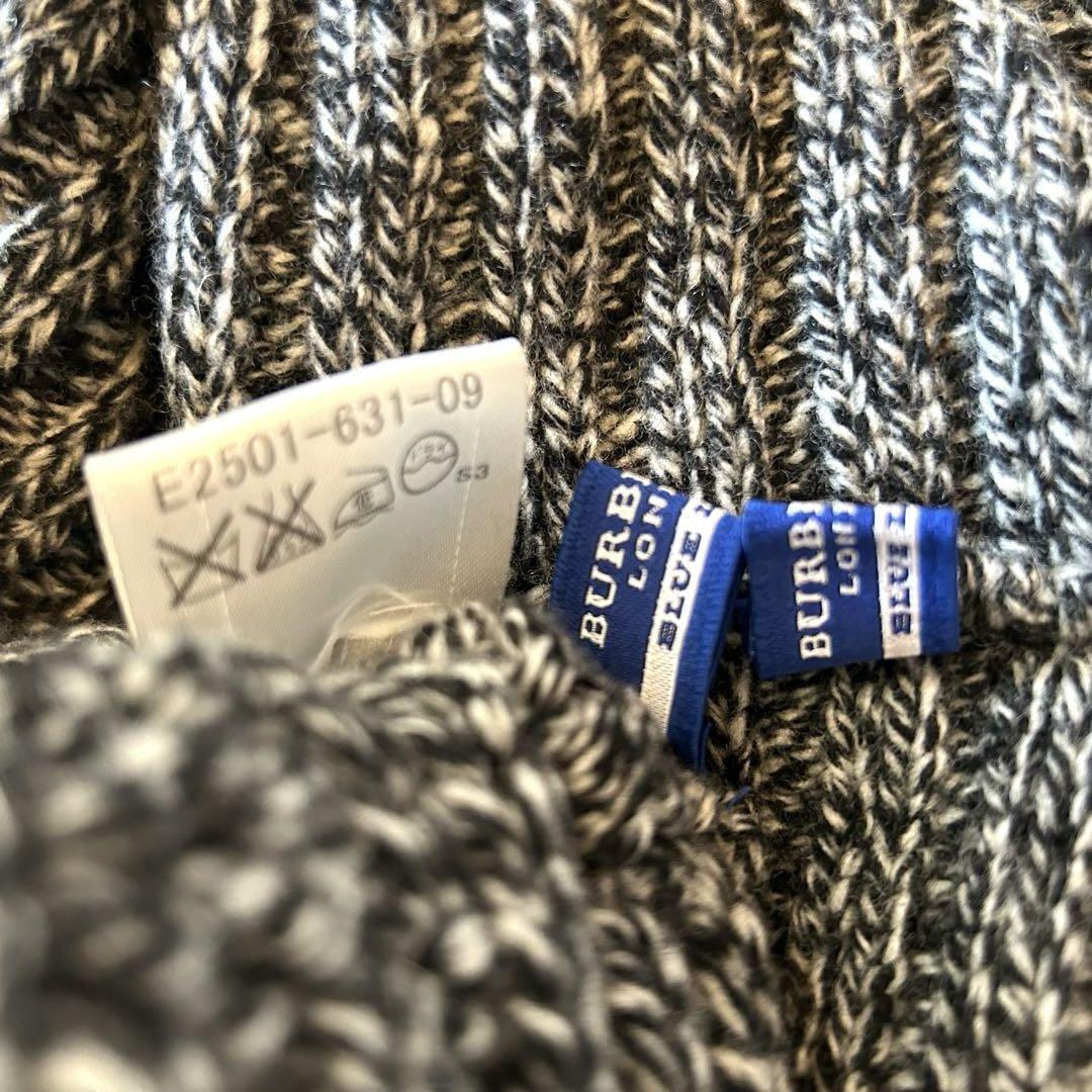 【極美品】BURBERRY BLUE LABEL バーバリーブルーレーベル スヌードニット帽セット マフラー グレー メンズ レディース ユニ　男女兼用_画像9