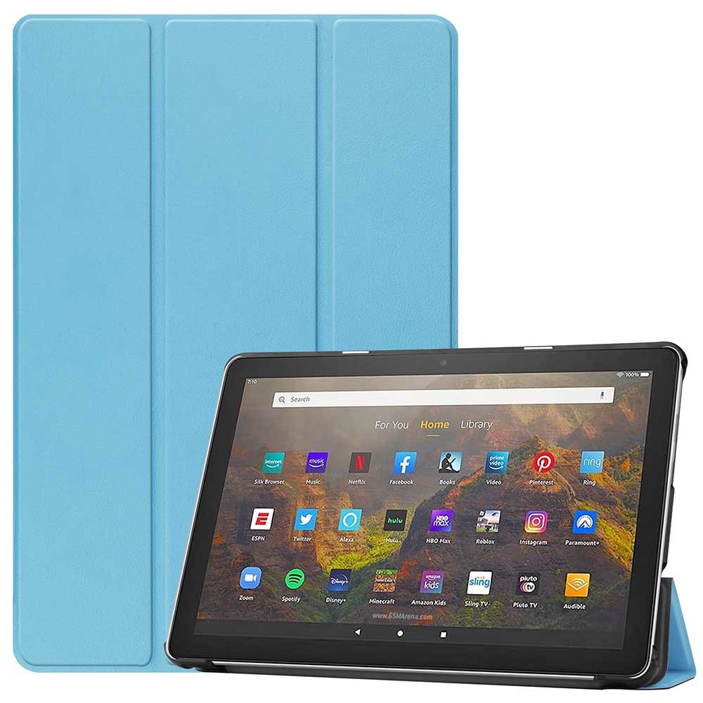 amazon Fire HD 10 2021 / Fire HD 10 Plus タブレットケース カバー スタンド機能 PUレザーケース シーブルー_画像1