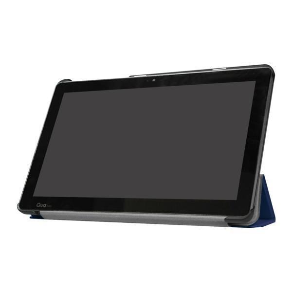 au Qua tab PZ LGT32SWA 10.1インチタブレット専用 三つ折ケースマグネット開閉式 スタンド機能付き 高品質PUレザーケース☆ネイビーブルー_画像3