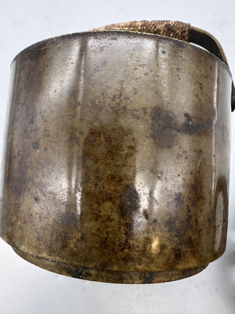 Y03137  時代物 提手付 手焙り 手あぶり 香炉 黄銅製 古銅 骨董 茶道具の画像8