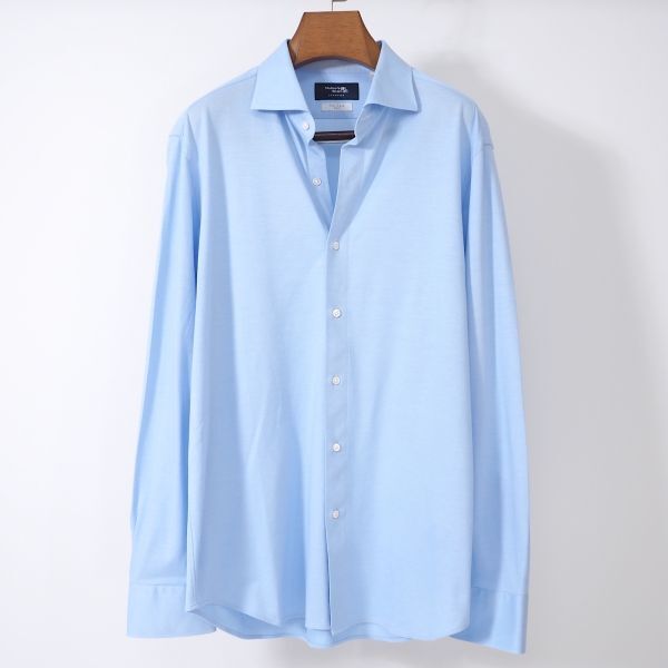 鎌倉シャツ 3-YL183 KAMAKURA SHIRTS Easy Core Knit Yシャツ シャツ 高級 ライトブルー XL メンズ　日本製_画像1