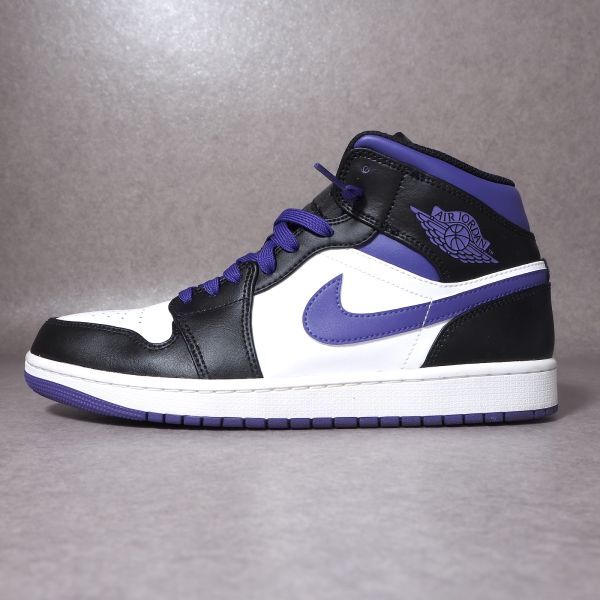 【極美品】ナイキ NIKE 4-ZA106 AIR JORDAN1 MID Black Court Purple エアジョーダン1 ブラック ホワイト パープル 28cm メンズ_画像4